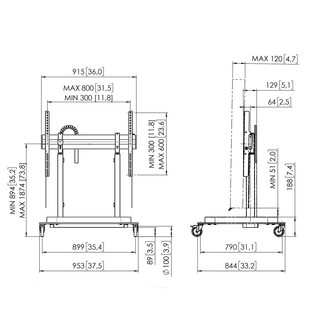 RISE 5205 Display-Lift schwarz