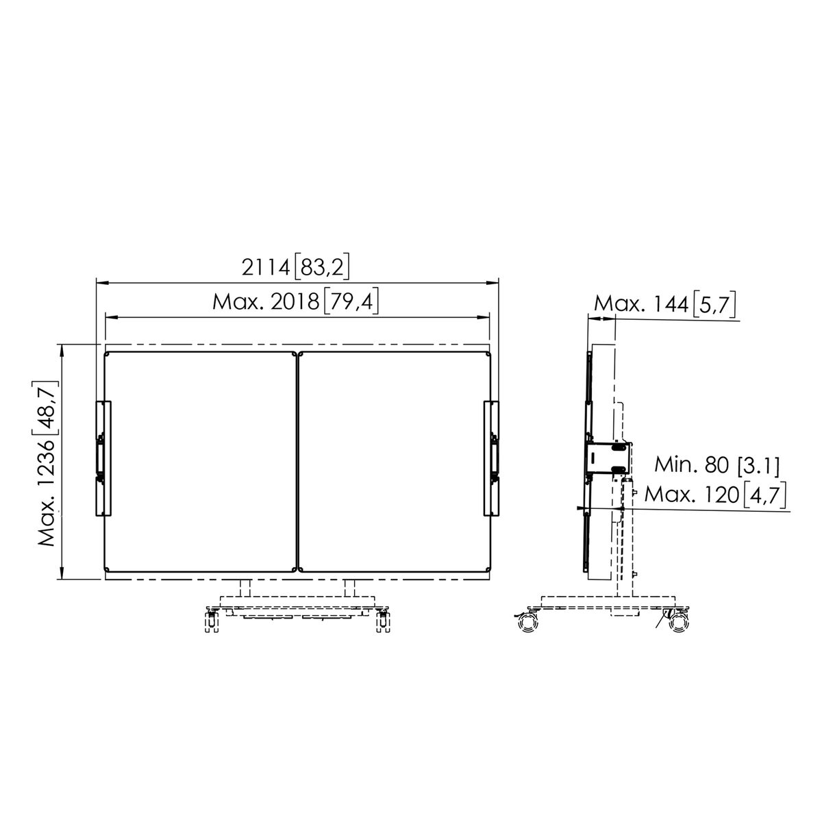 RISE A228 Whiteboard set 86 Zoll