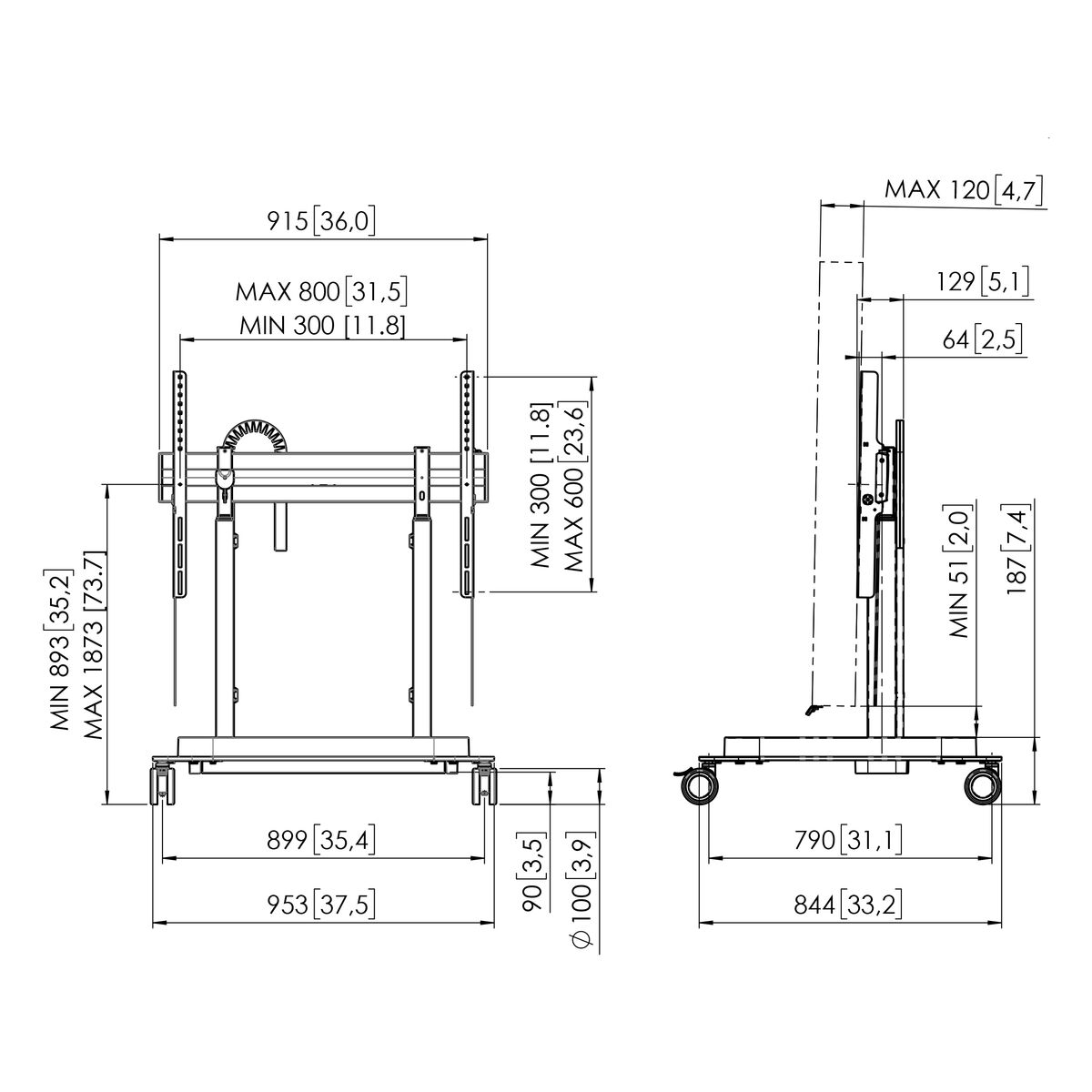 RISE 5308 Display-Lift schwarz