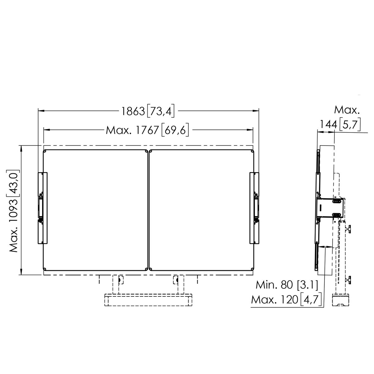 RISE A217 Whiteboard set 75 Zoll